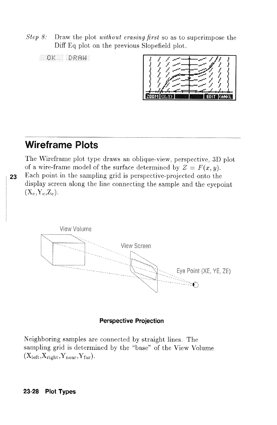 Wireframe plots, Wireframe plots -28 | HP 48g Graphing Calculator User Manual | Page 328 / 612