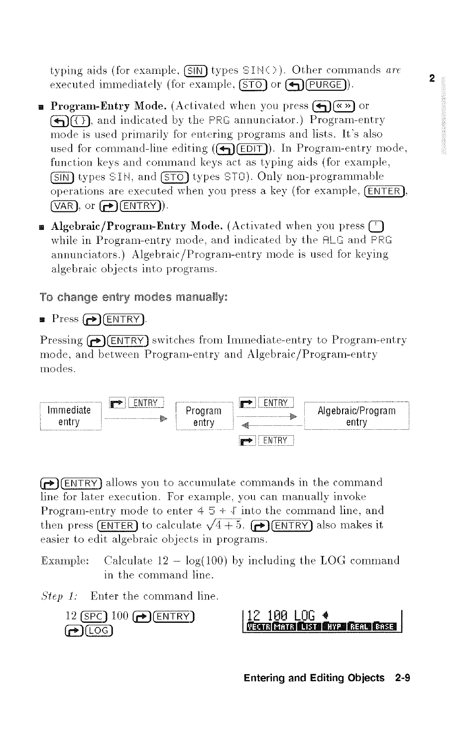 To change entry modes manually, Entry modes manually, Sicmid) | Change, Wanaisimaiwhbitnaiiibwianai | HP 48g Graphing Calculator User Manual | Page 33 / 612