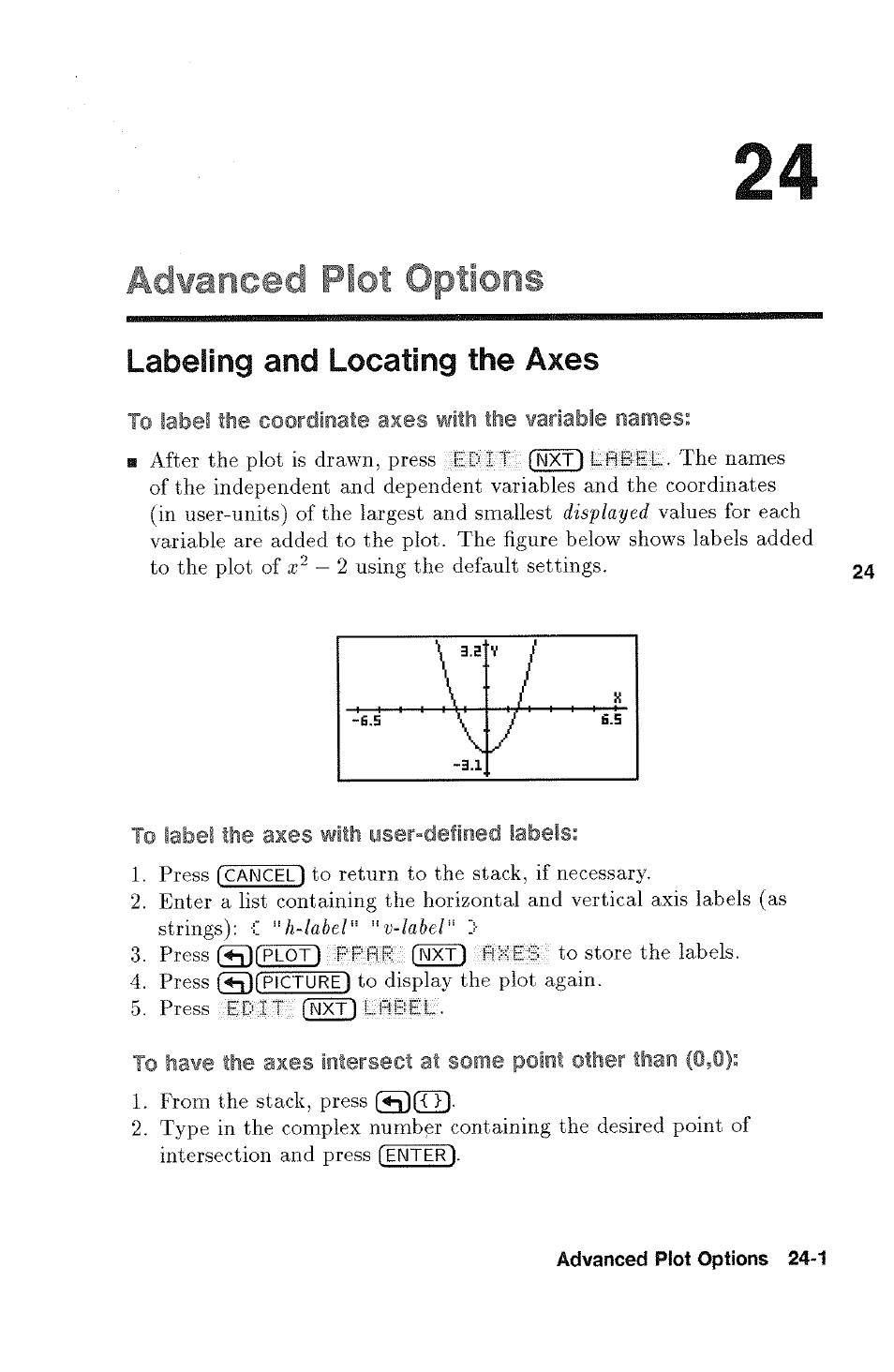 Labeling and locating the axes, To label the axes with user-defined labels, The coordinate axes | At some point other than (0,0), Skis | HP 48g Graphing Calculator User Manual | Page 339 / 612