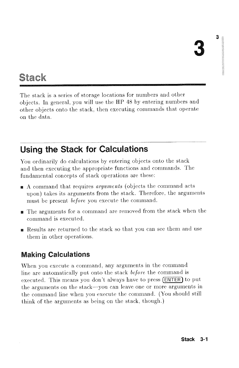 Using the stack for calculations, Using the stack for calculations -1 | HP 48g Graphing Calculator User Manual | Page 37 / 612