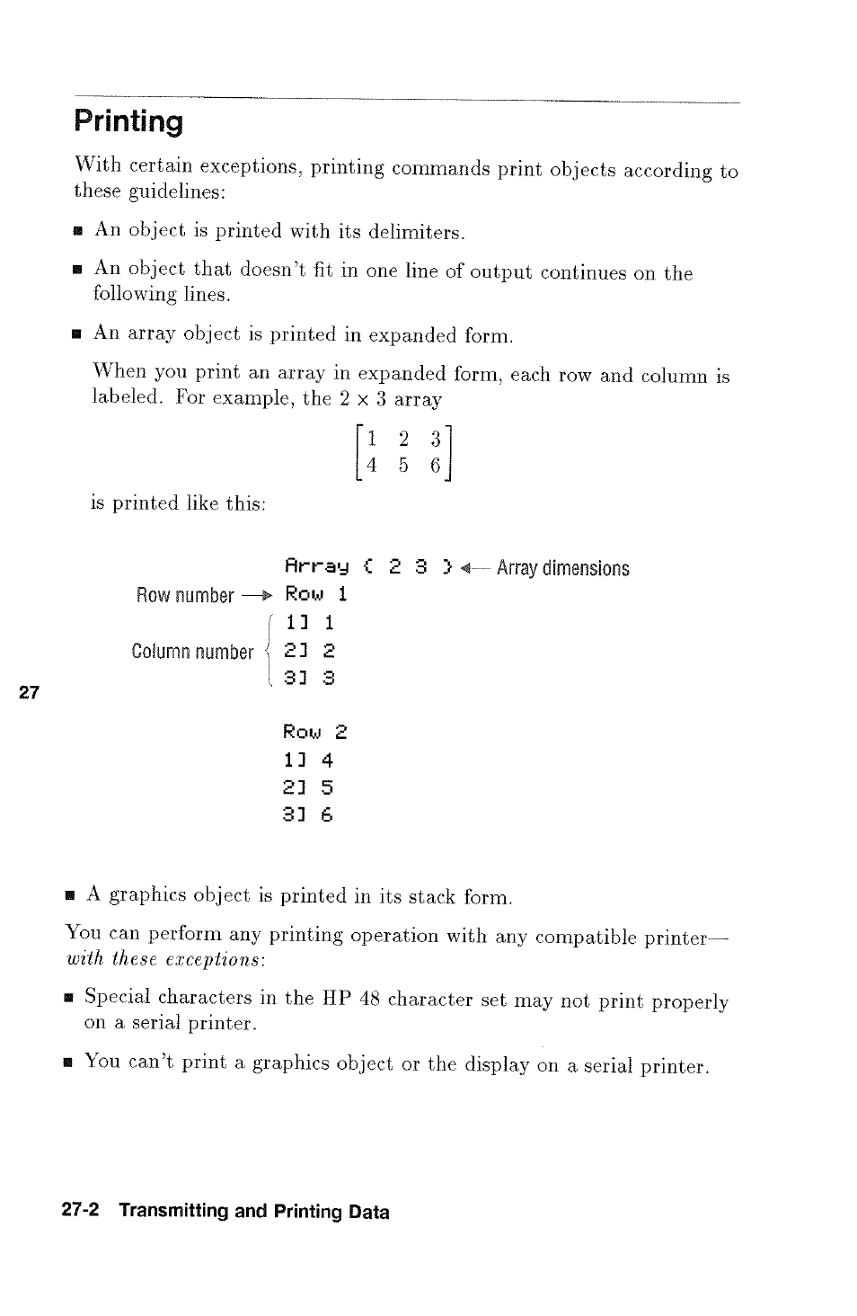 Printing, Printing -2 | HP 48g Graphing Calculator User Manual | Page 370 / 612