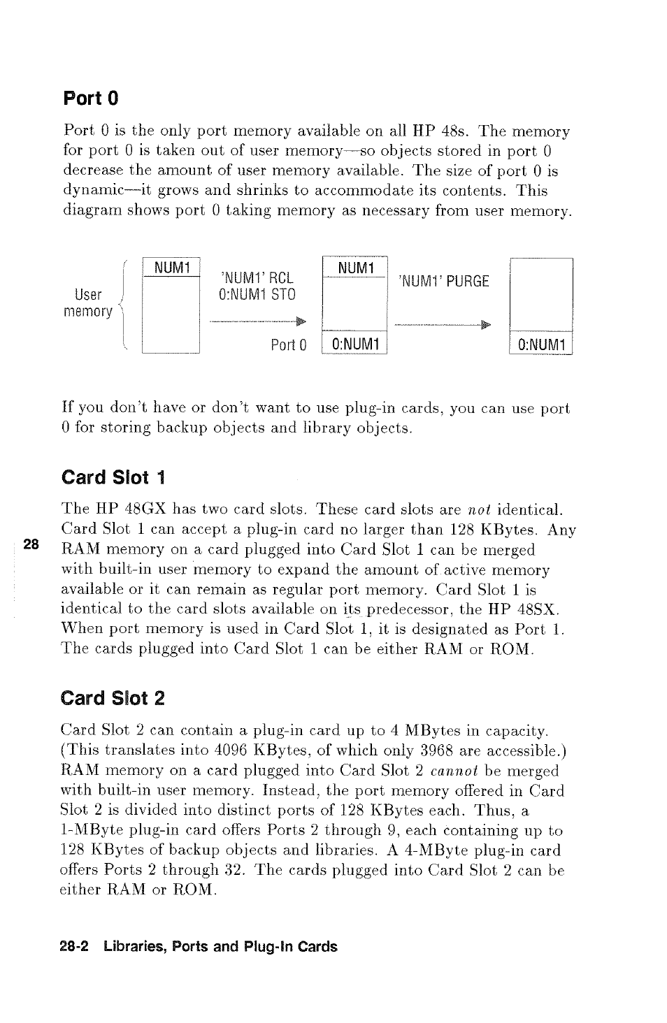 Port 0, Card slot 1, Card slot 2 | Port 0 -2 card slot 1 | HP 48g Graphing Calculator User Manual | Page 390 / 612