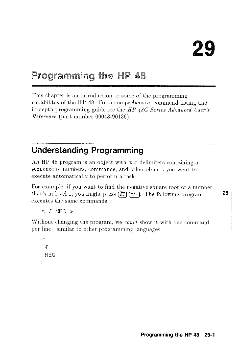 Progicaimiiitcrij the iiip, Understanding programming, Understanding programming -1 | Progicaimiiitcrij, Iiip | HP 48g Graphing Calculator User Manual | Page 407 / 612