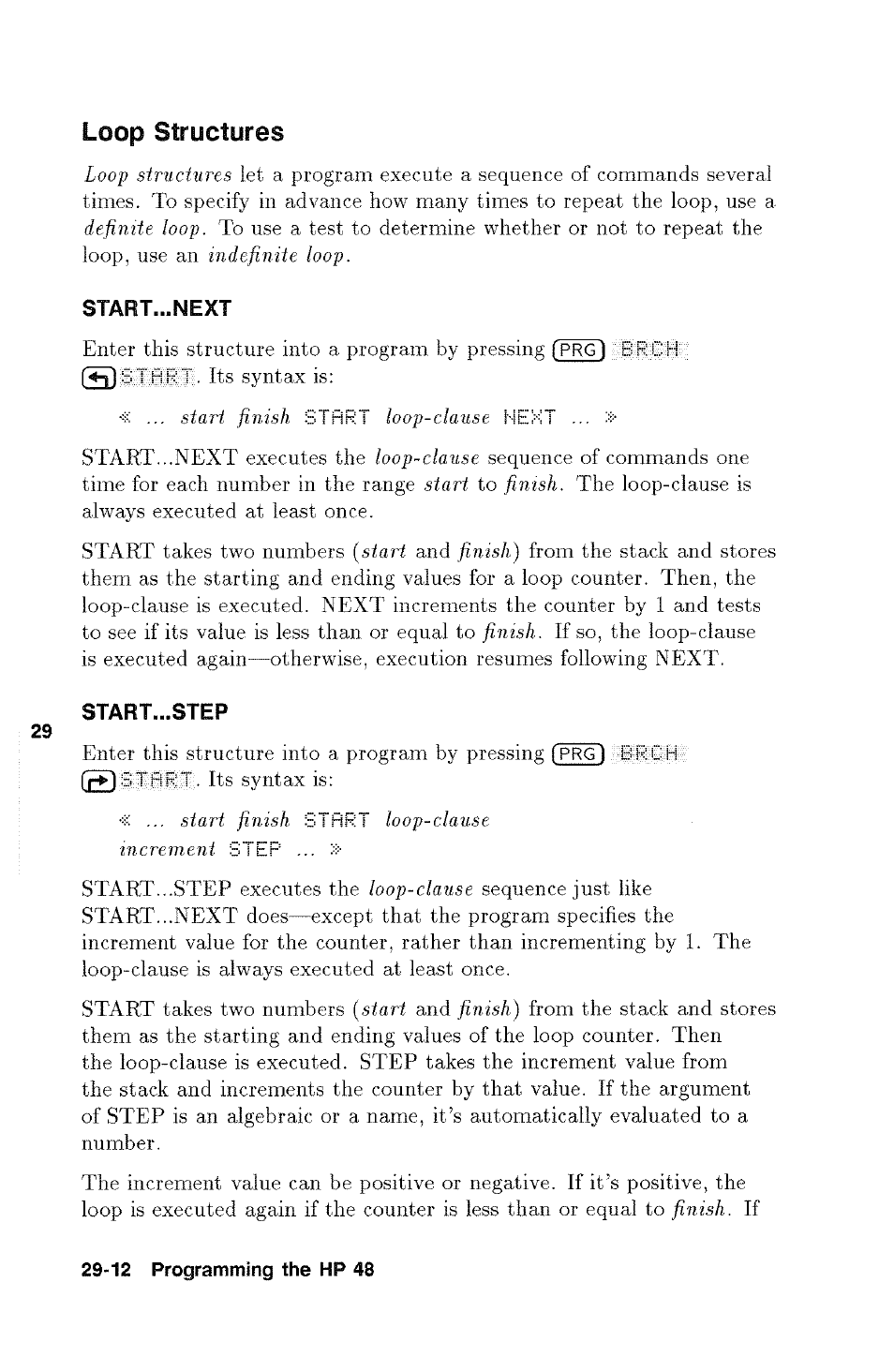 Loop structures | HP 48g Graphing Calculator User Manual | Page 418 / 612