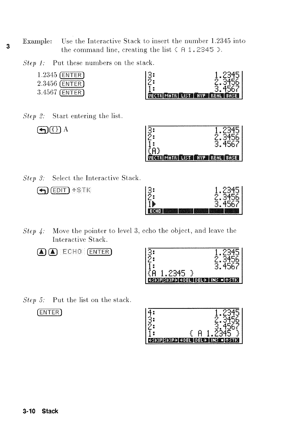 8mn3hamis8a«iajiiaiinm3emi5i, 10 stack | HP 48g Graphing Calculator User Manual | Page 46 / 612