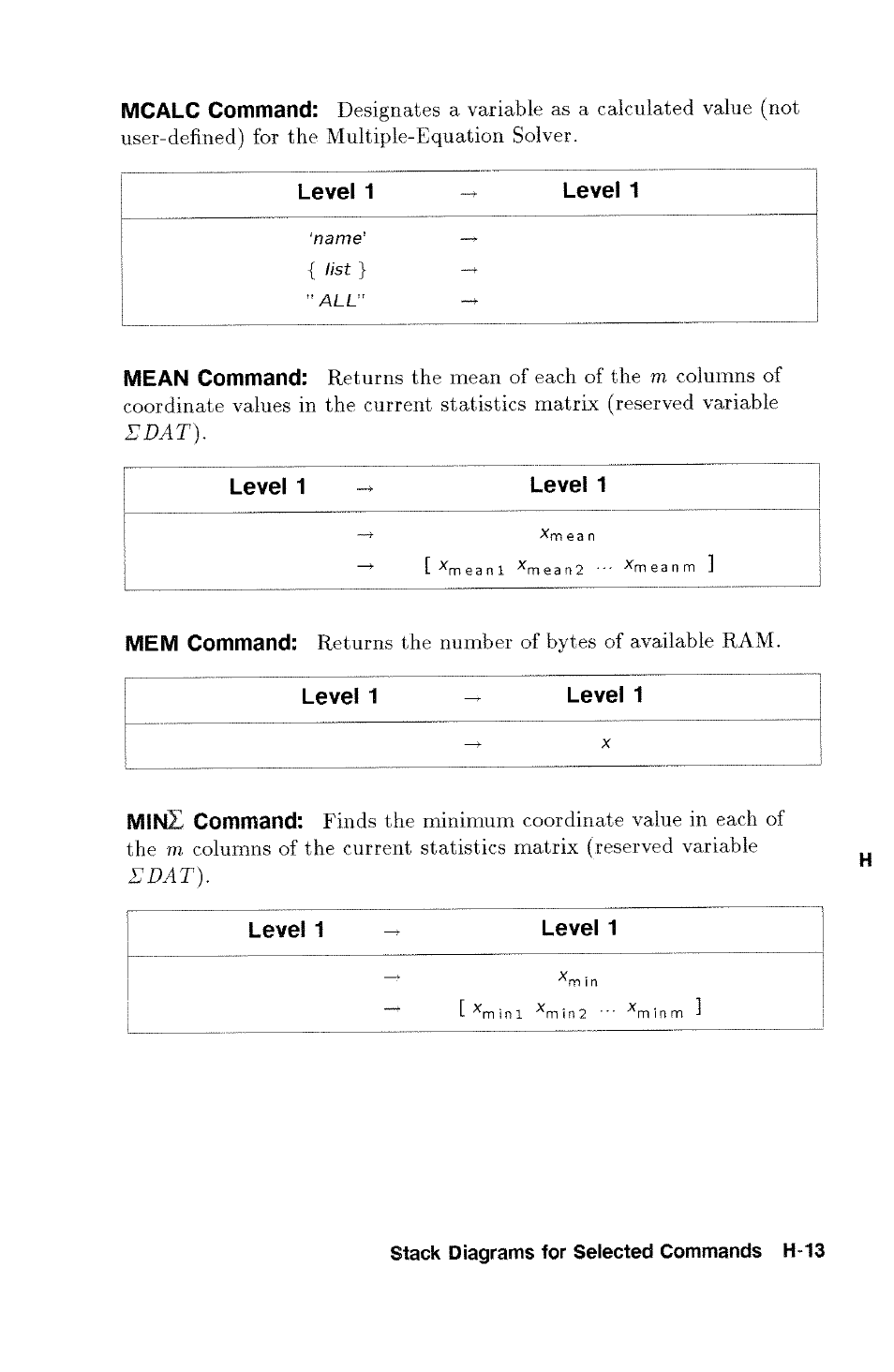 Name, List } "all, M ea n | Returns the number of bytes of available ram | HP 48g Graphing Calculator User Manual | Page 551 / 612