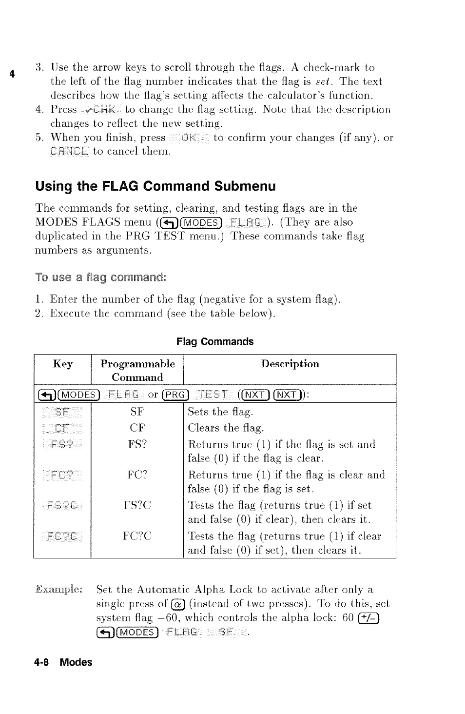 Using the flag command submenu | HP 48g Graphing Calculator User Manual | Page 56 / 612