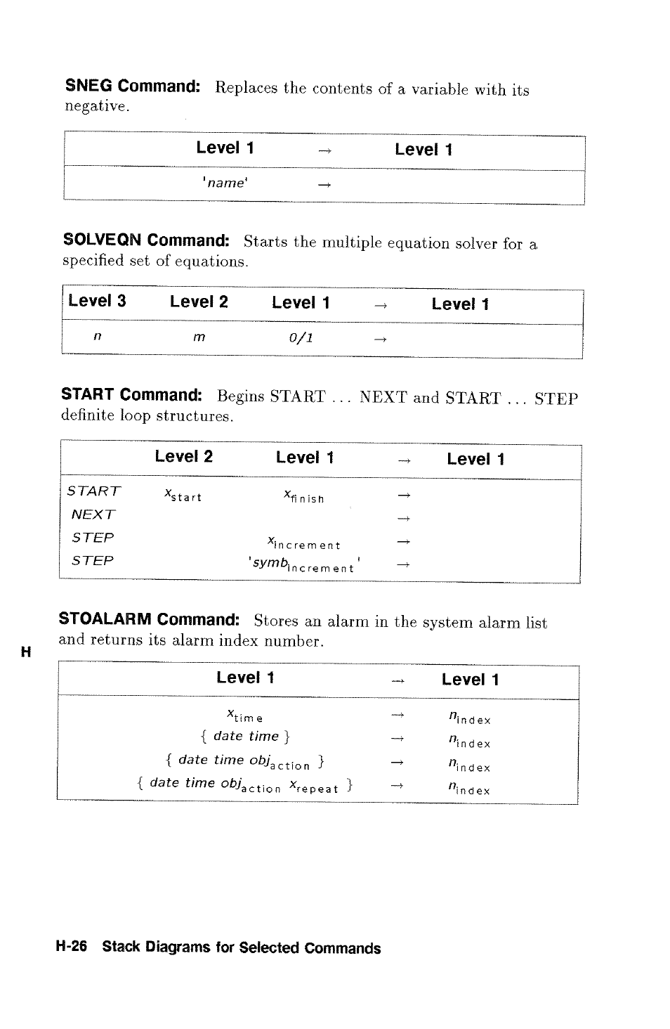 Begins start ... next and start, Step definite loop structures | HP 48g Graphing Calculator User Manual | Page 564 / 612