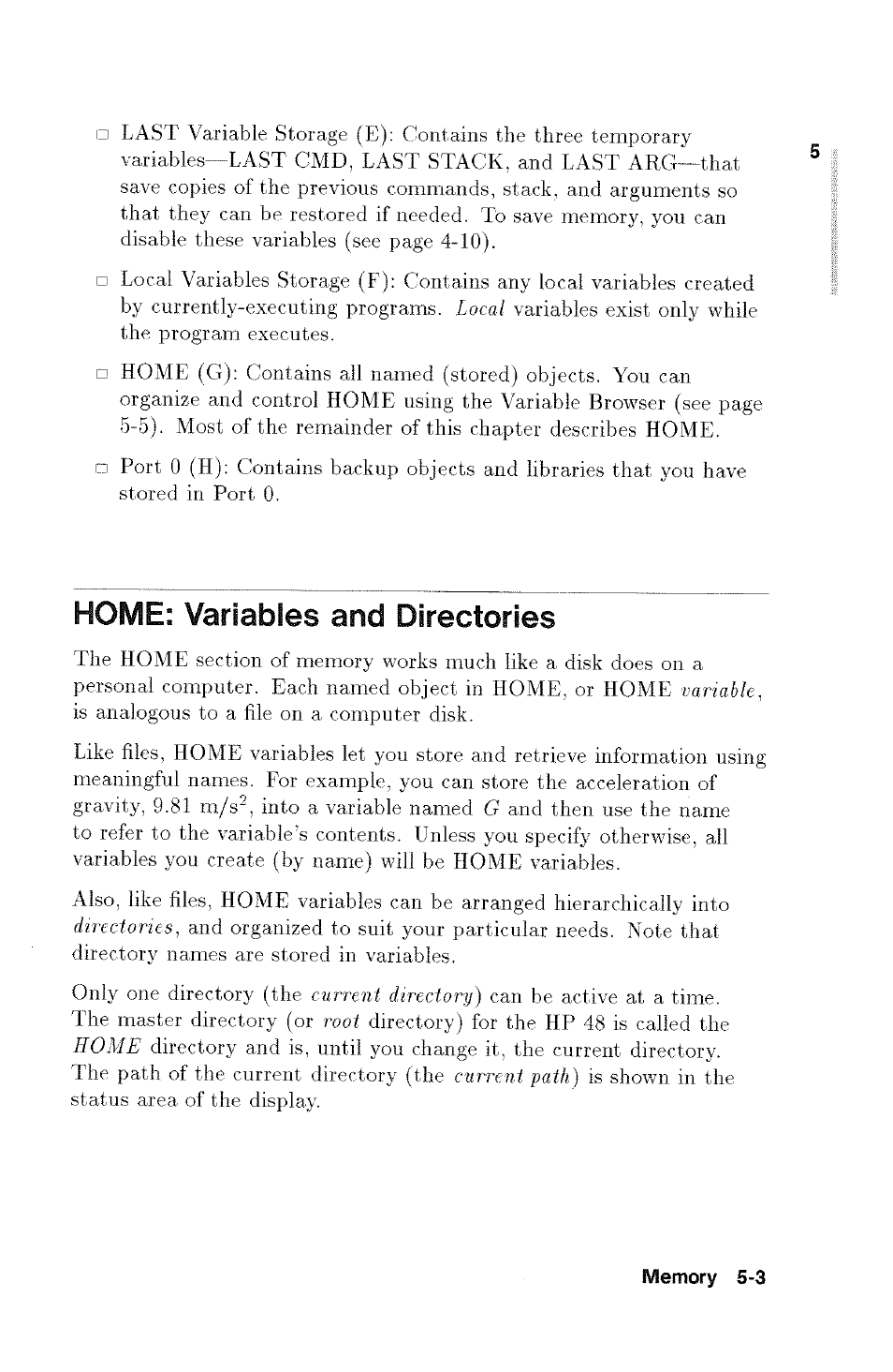 Home: variables and directories, Home: variables and directories -3 | HP 48g Graphing Calculator User Manual | Page 61 / 612