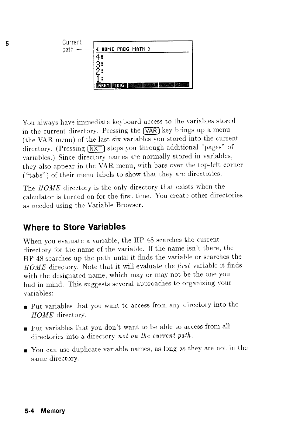 Where, Store variables | HP 48g Graphing Calculator User Manual | Page 62 / 612