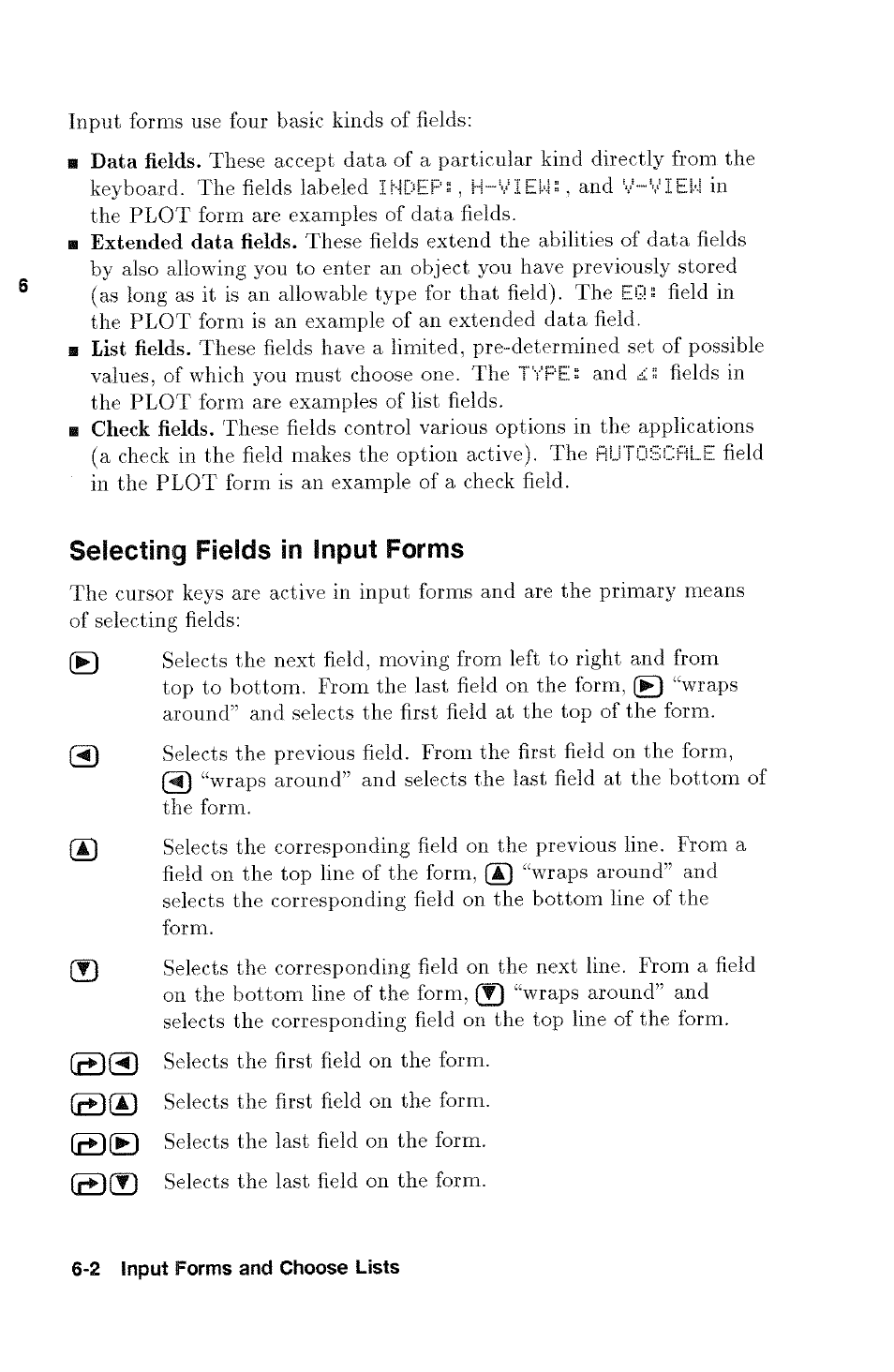 Selecting fields in input forms | HP 48g Graphing Calculator User Manual | Page 80 / 612
