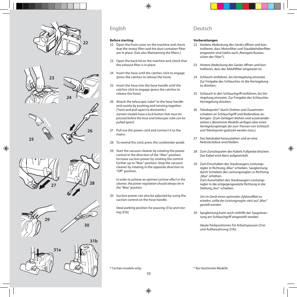 English, Deutsch | AEG ASC6945 User Manual | Page 10 / 48