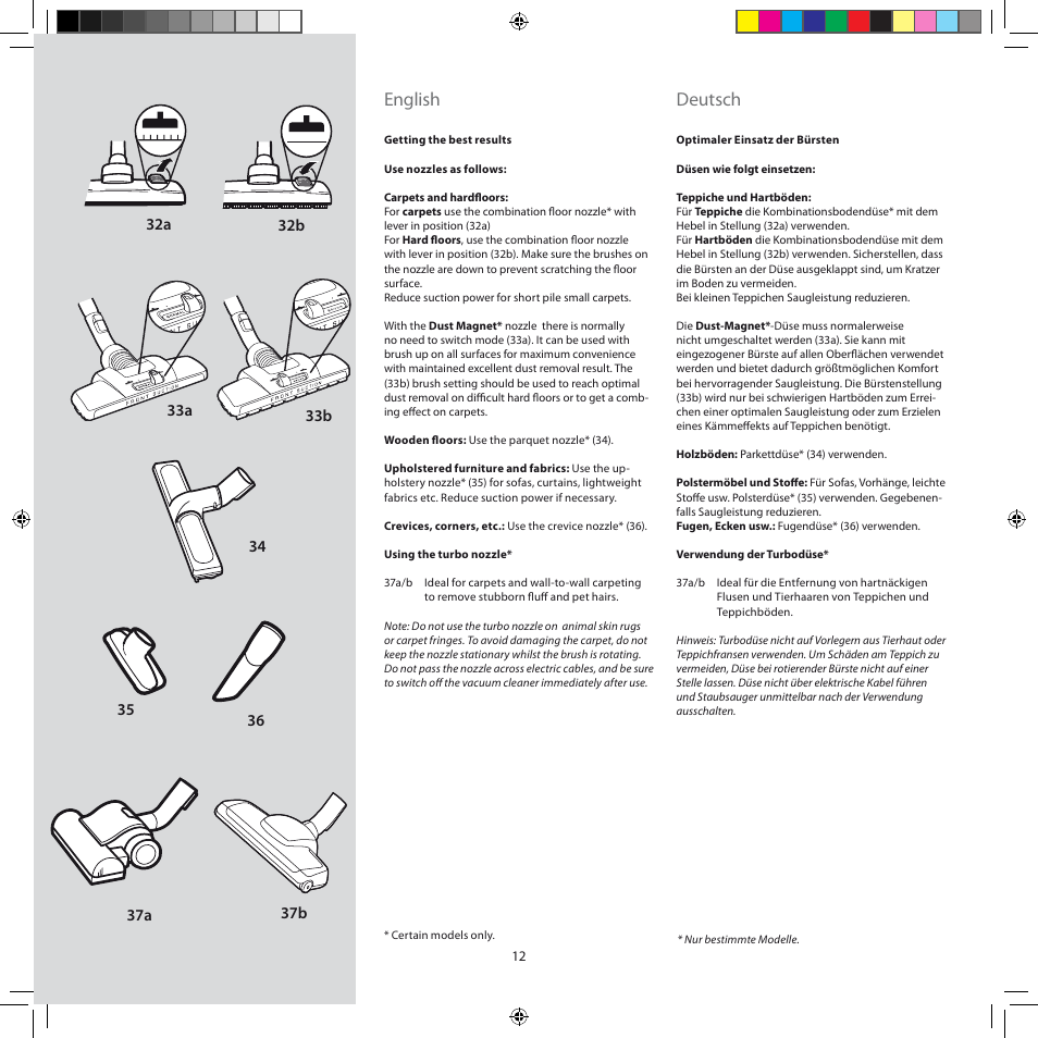 English, Deutsch | AEG ASC6945 User Manual | Page 12 / 48