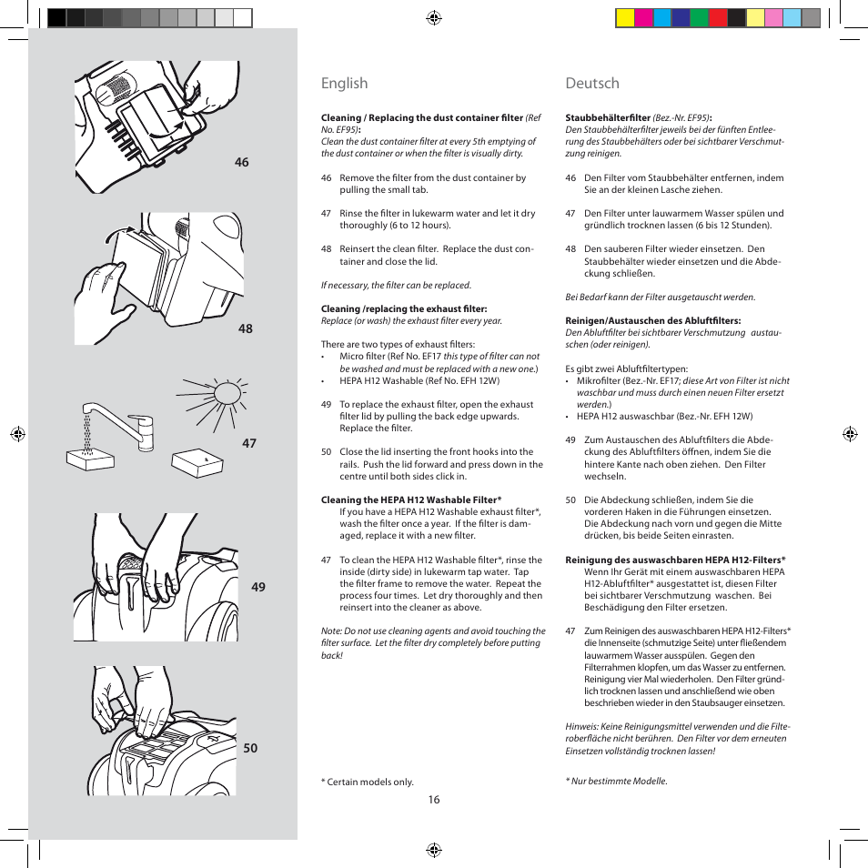 English, Deutsch | AEG ASC6945 User Manual | Page 16 / 48