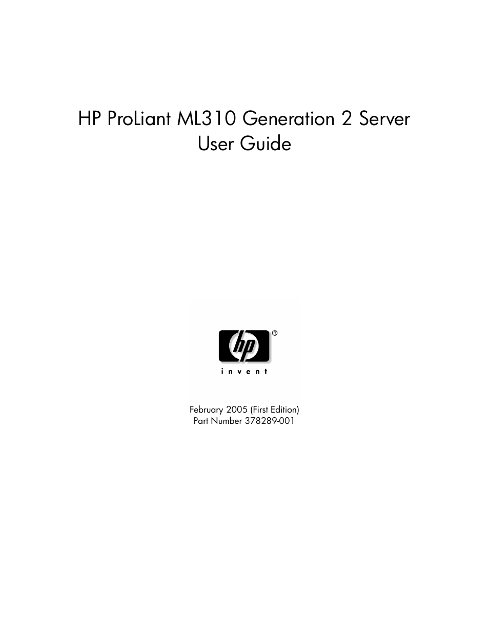 HP ProLiant ML310 G2 Server User Manual | 124 pages