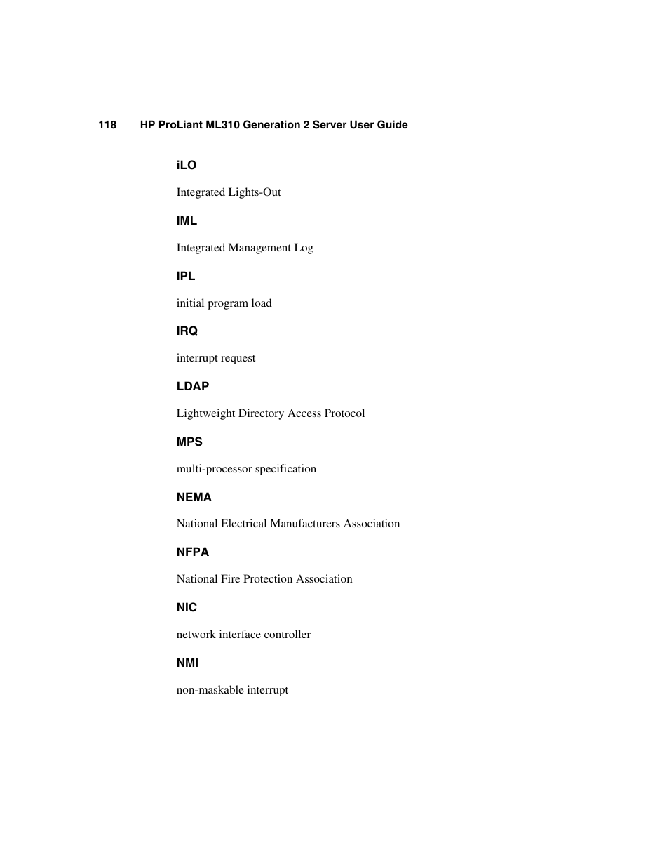 HP ProLiant ML310 G2 Server User Manual | Page 118 / 124