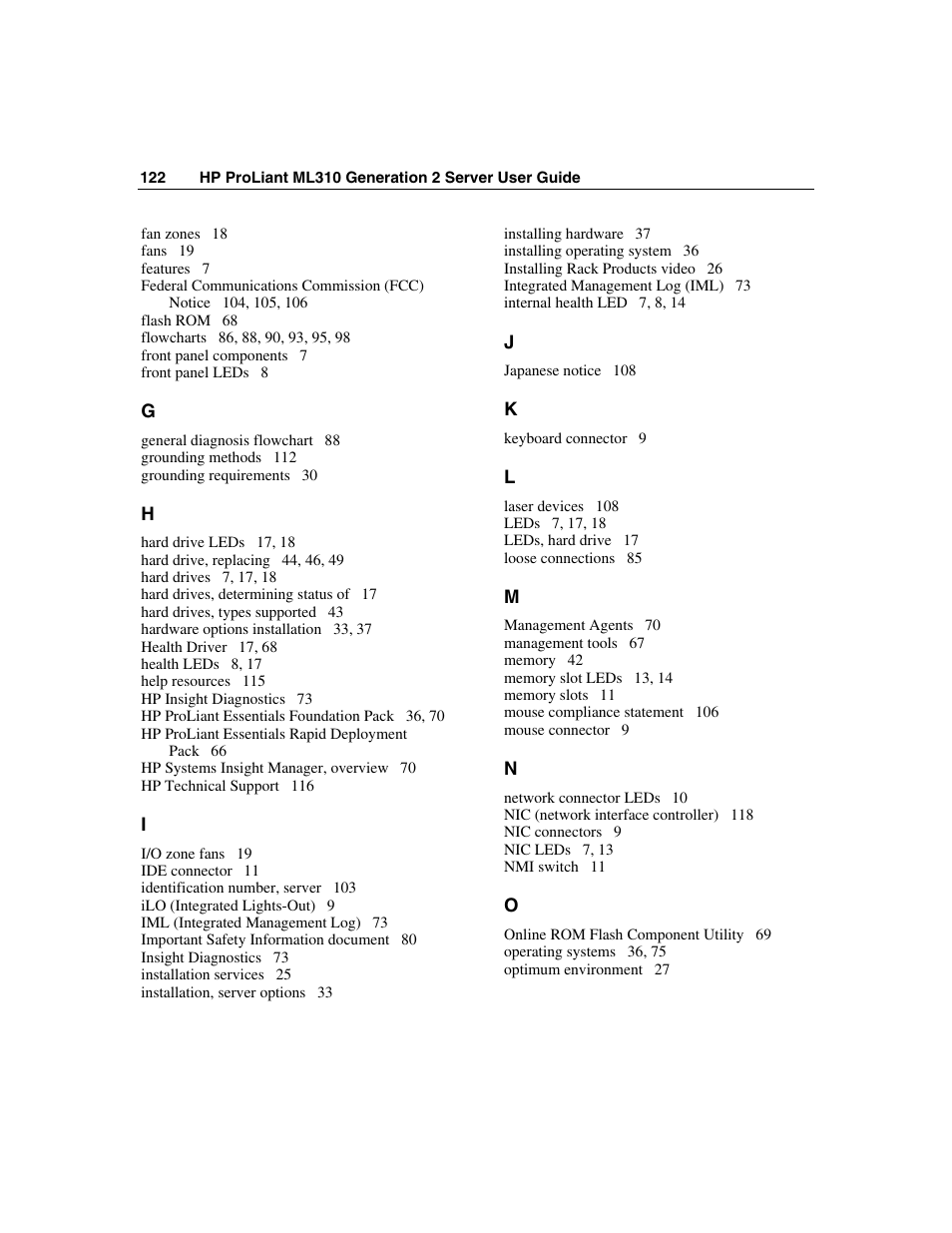 HP ProLiant ML310 G2 Server User Manual | Page 122 / 124