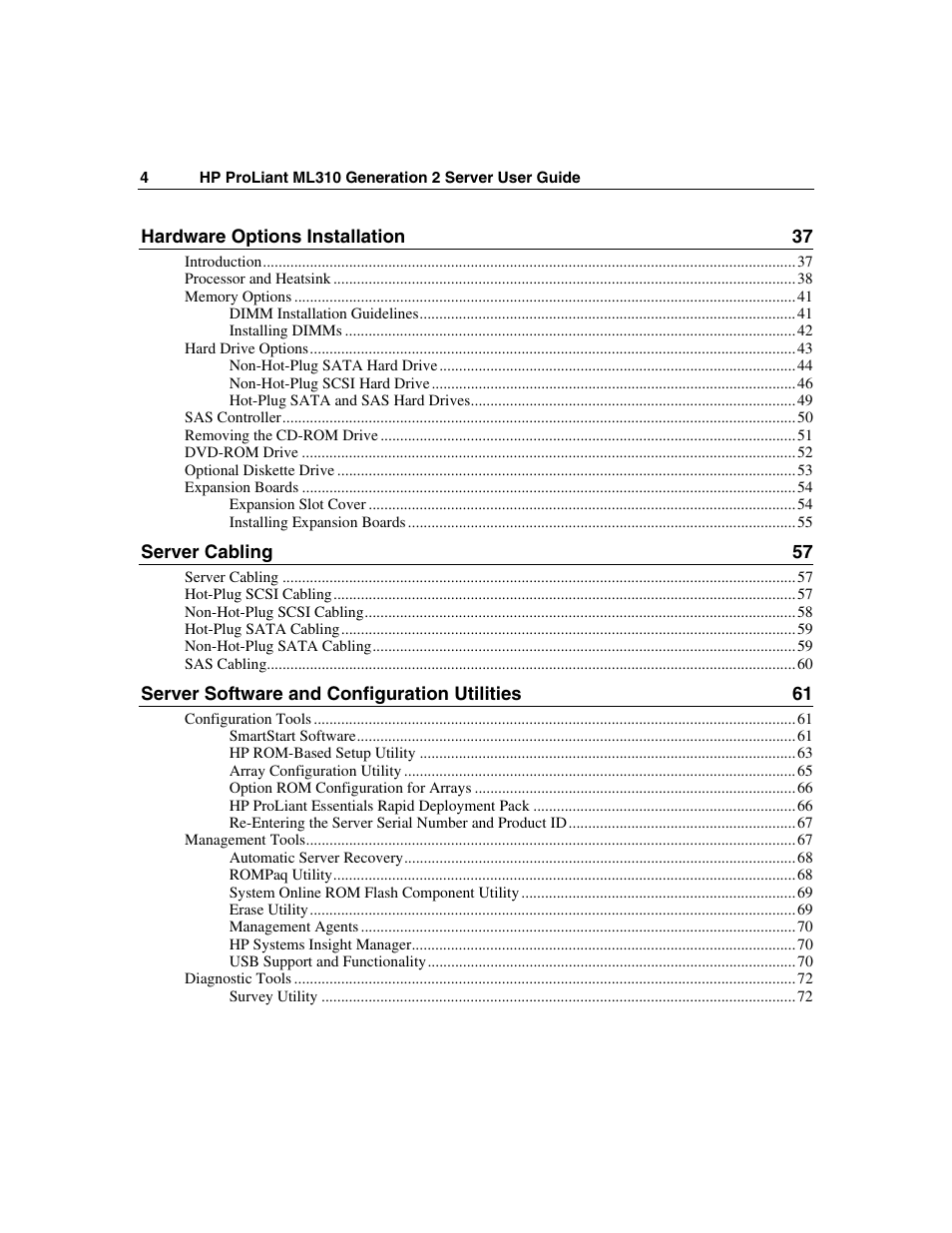 HP ProLiant ML310 G2 Server User Manual | Page 4 / 124