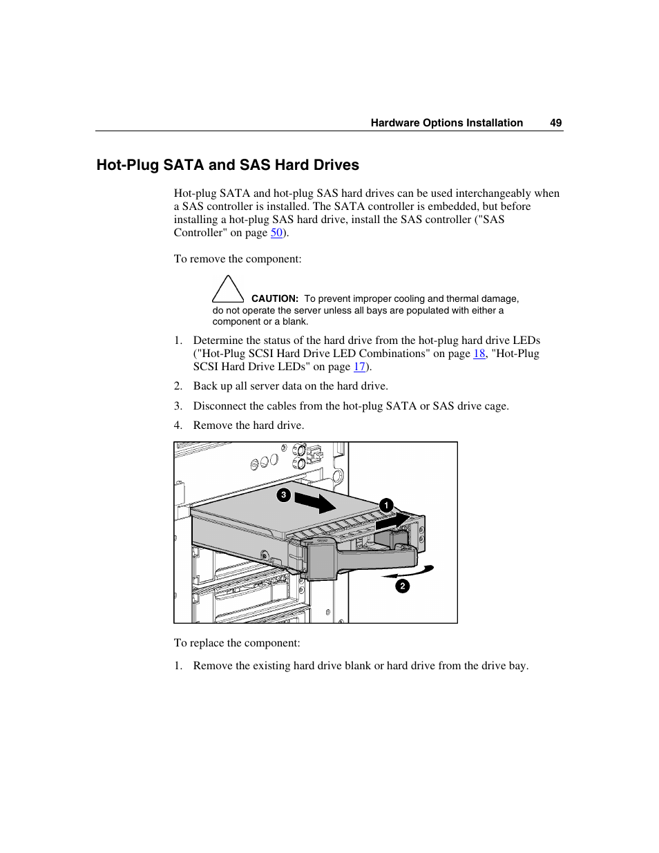 Hot-plug sata and sas hard drives | HP ProLiant ML310 G2 Server User Manual | Page 49 / 124