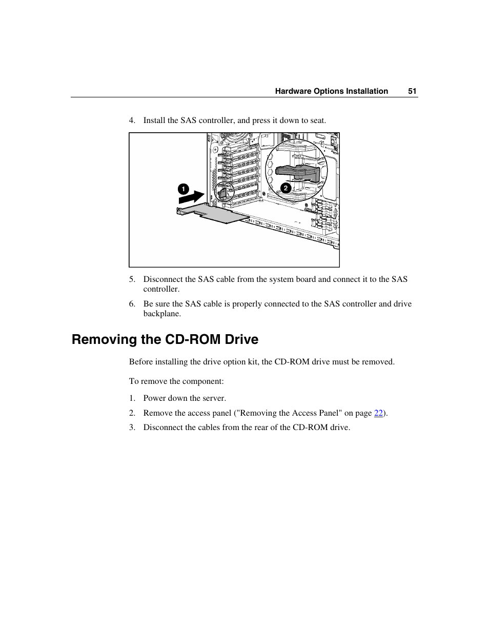 Removing the cd-rom drive | HP ProLiant ML310 G2 Server User Manual | Page 51 / 124