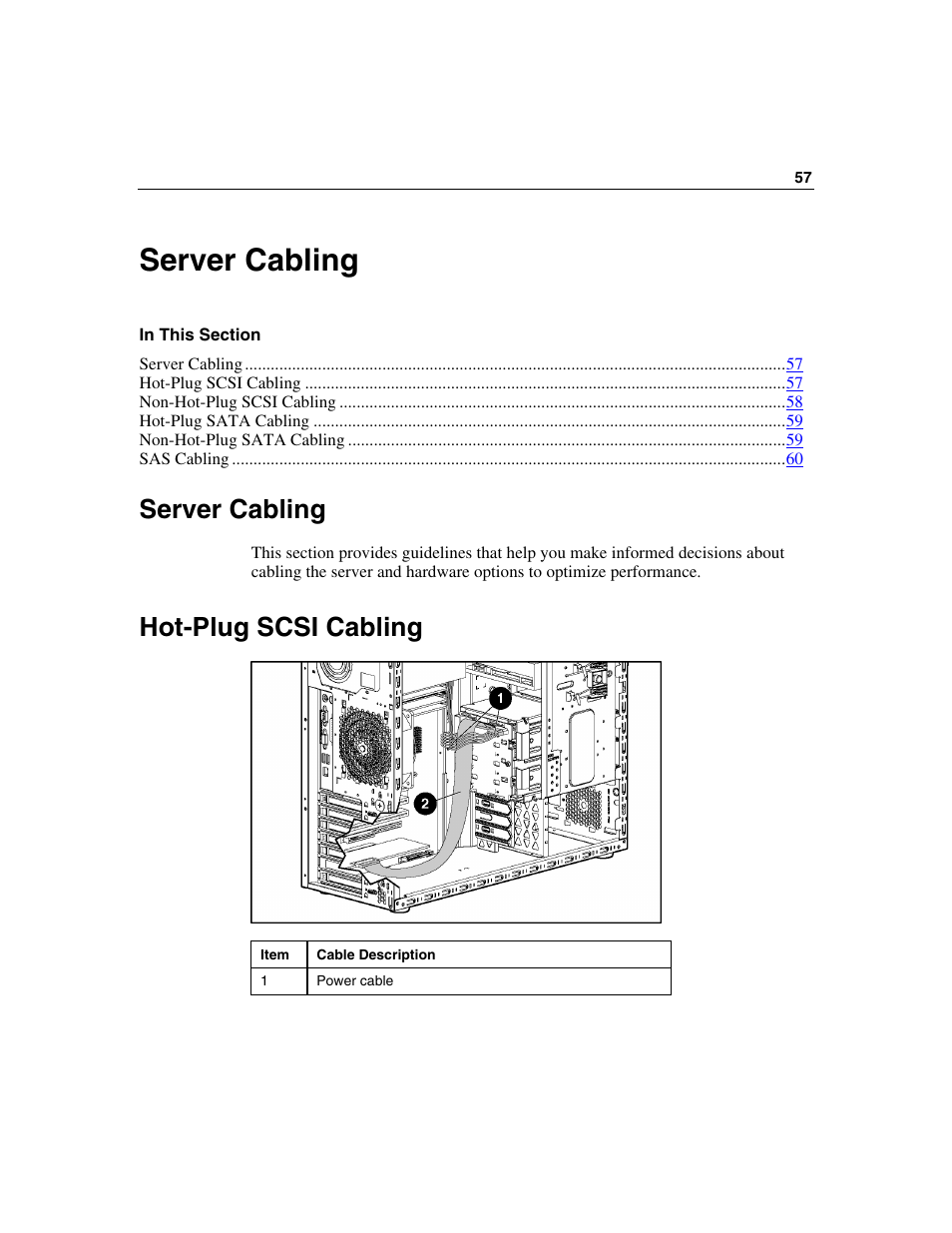 Server cabling, Hot-plug scsi cabling | HP ProLiant ML310 G2 Server User Manual | Page 57 / 124