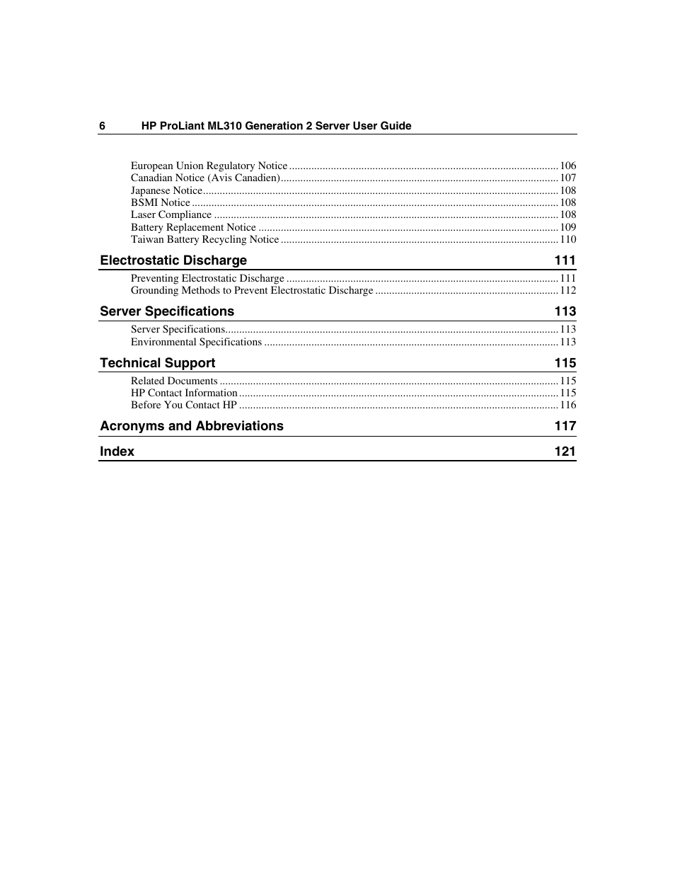 HP ProLiant ML310 G2 Server User Manual | Page 6 / 124