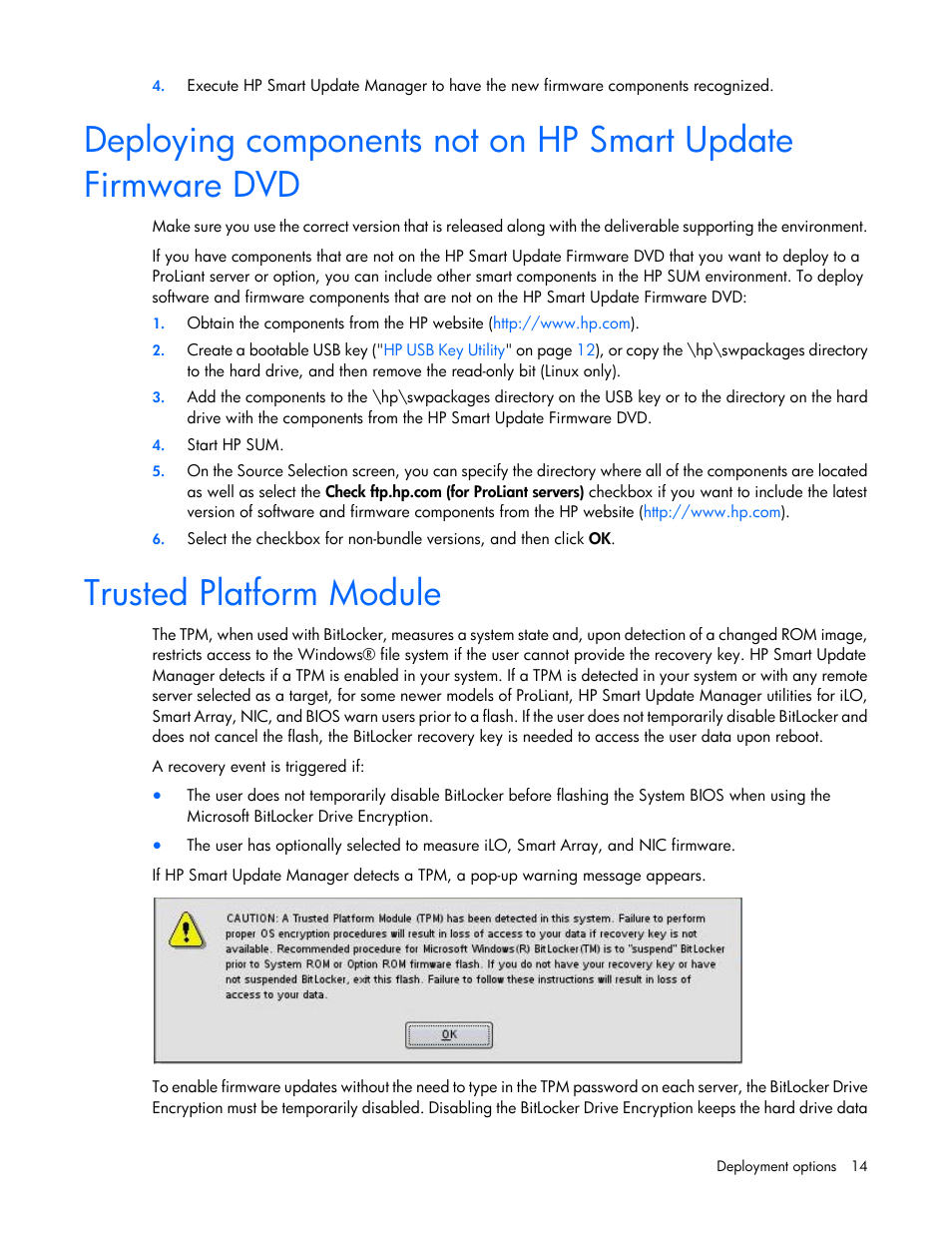 Trusted platform module | HP SmartStart-Software User Manual | Page 14 / 59