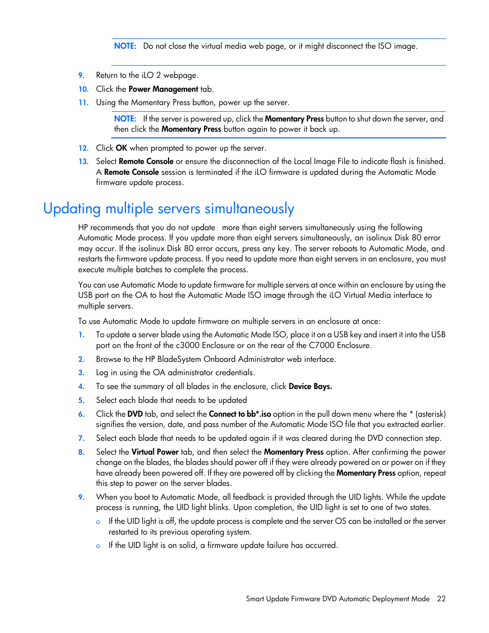 Updating multiple servers simultaneously | HP SmartStart-Software User Manual | Page 22 / 59