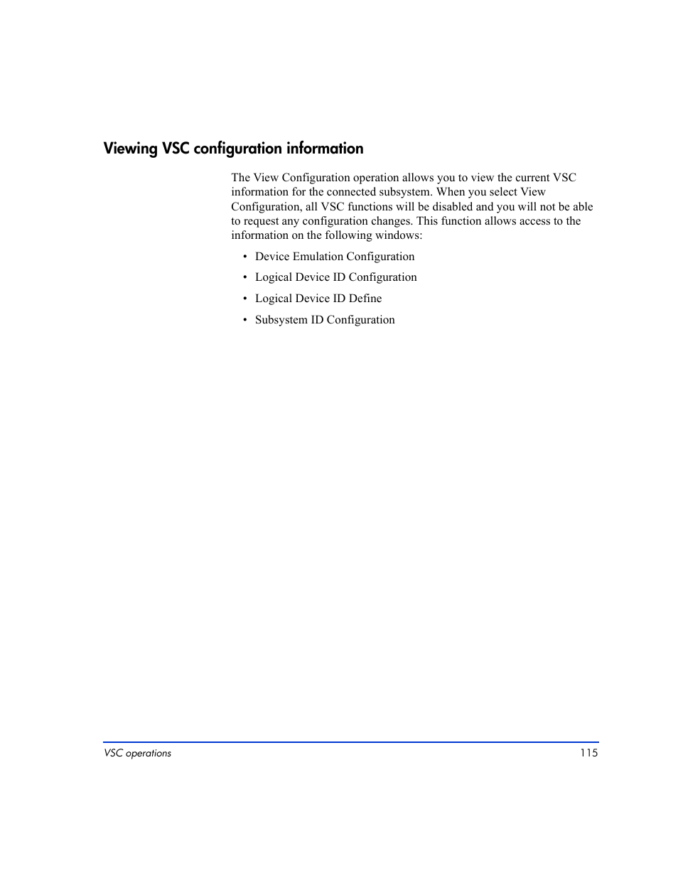 Viewing vsc configuration information 115, Viewing vsc configuration information | HP LUN Configuration Manager XP Software User Manual | Page 115 / 144