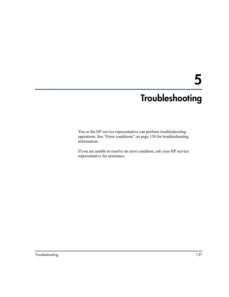 5 troubleshooting, Troubleshooting 137, Troubleshooting | HP LUN Configuration Manager XP Software User Manual | Page 137 / 144