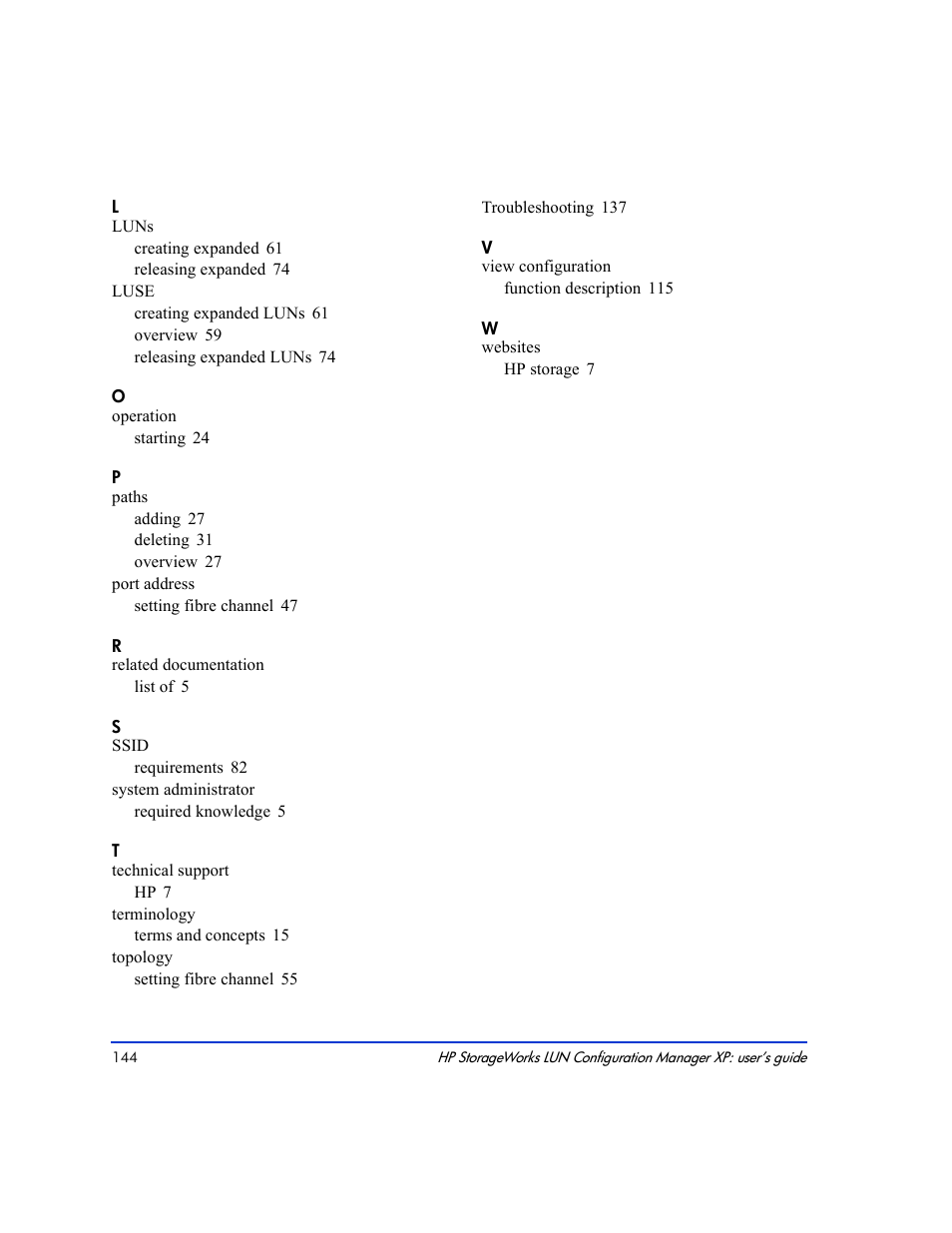 HP LUN Configuration Manager XP Software User Manual | Page 144 / 144