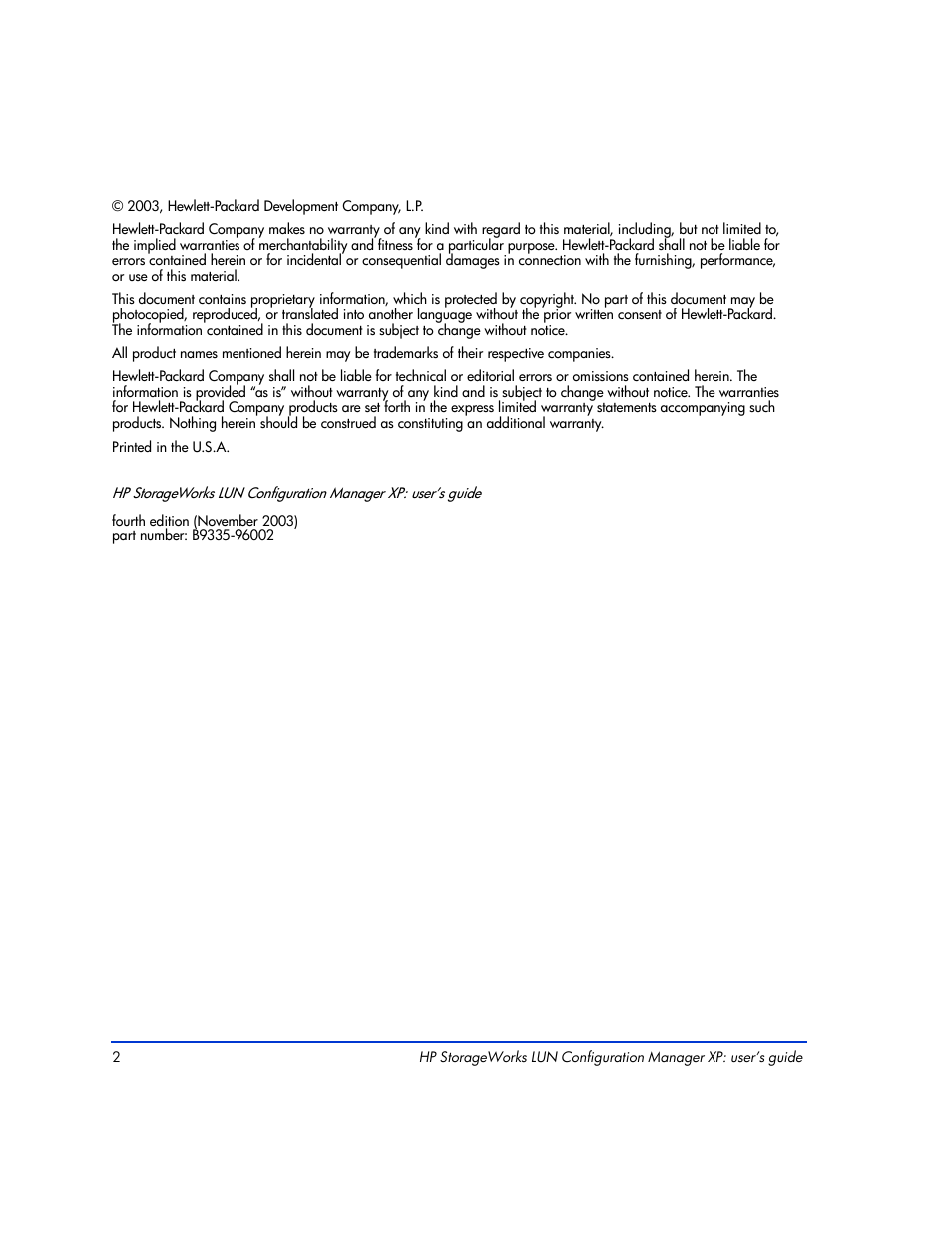HP LUN Configuration Manager XP Software User Manual | Page 2 / 144