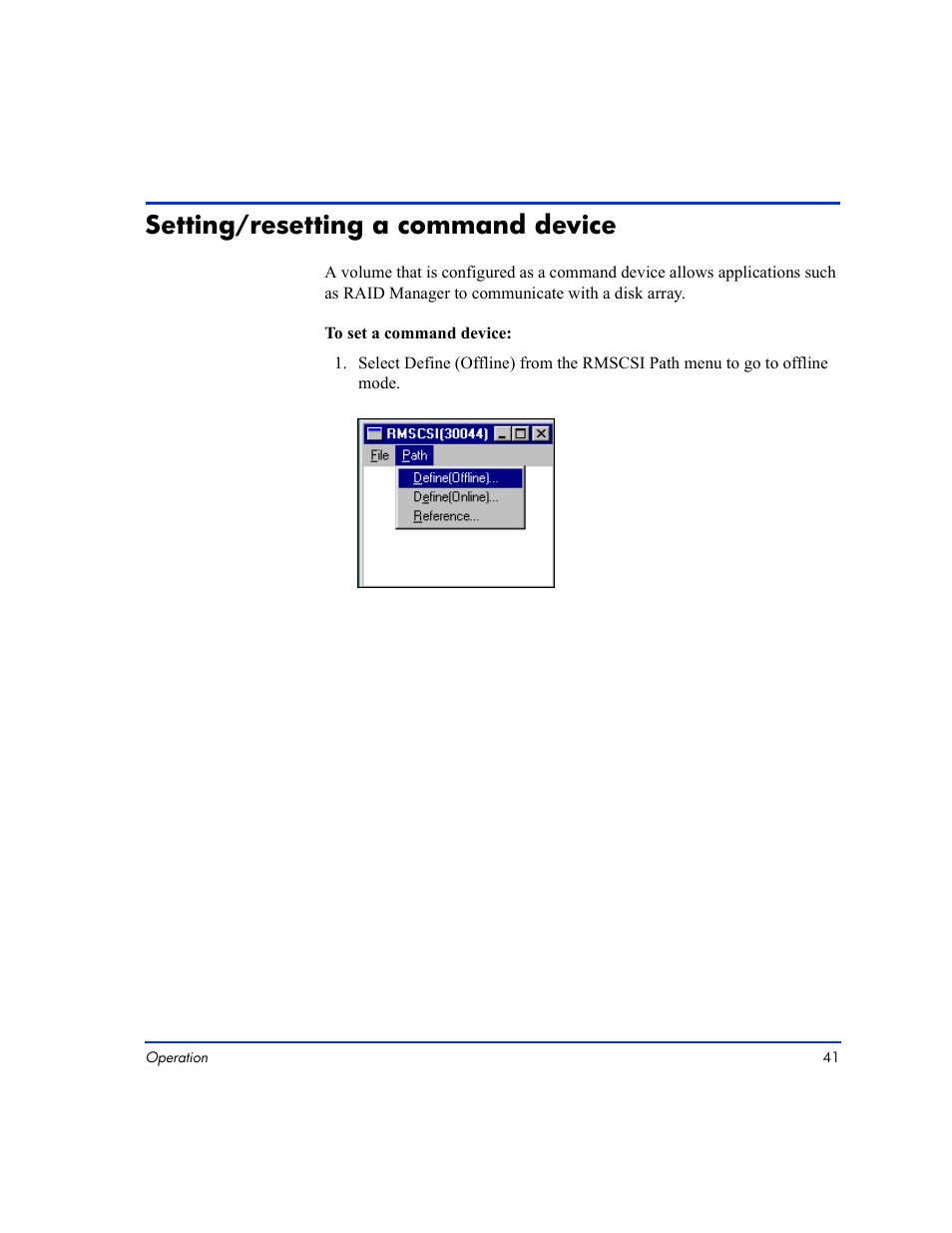 Setting/resetting a command device, Setting/resetting a command device 41 | HP LUN Configuration Manager XP Software User Manual | Page 41 / 144