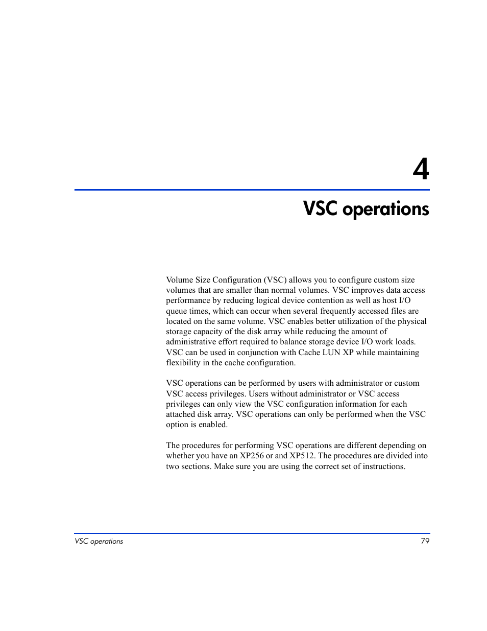 4 vsc operations, Vsc operations 79, Vsc operations | HP LUN Configuration Manager XP Software User Manual | Page 79 / 144