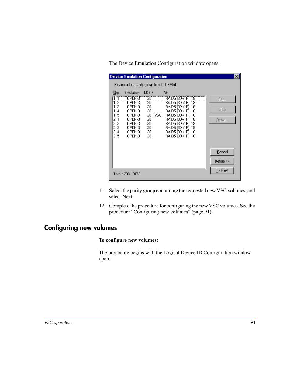 Configuring new volumes 91, Configuring new volumes | HP LUN Configuration Manager XP Software User Manual | Page 91 / 144