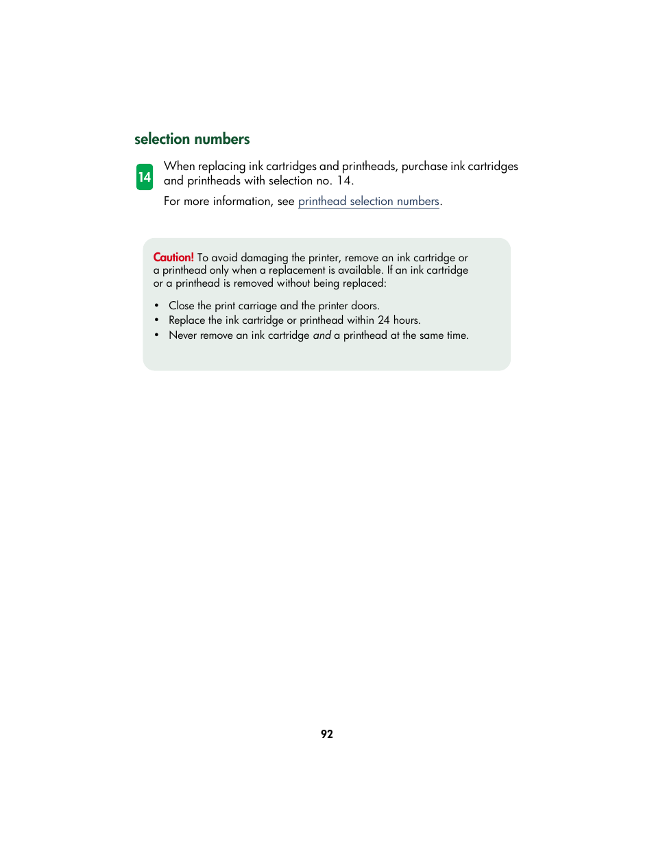 Selection numbers | HP Color Inkjet cp1160 Printer series User Manual | Page 100 / 213