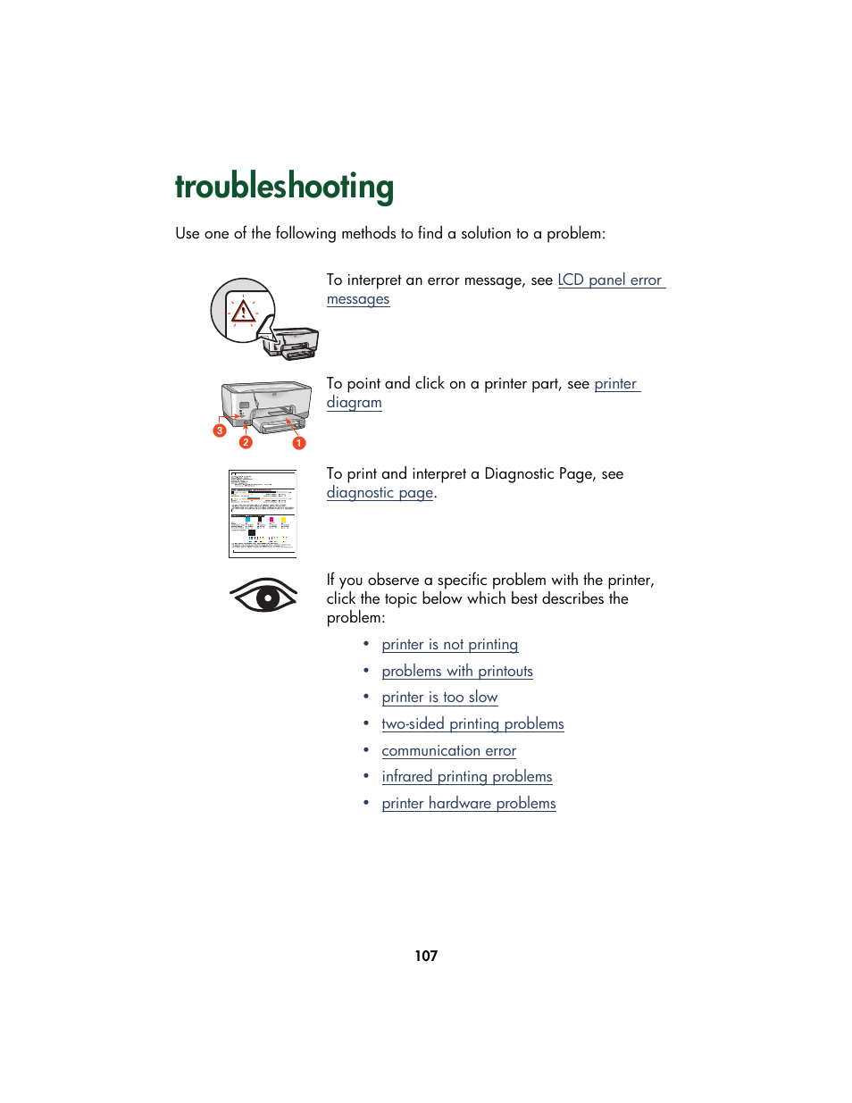 Troubleshooting | HP Color Inkjet cp1160 Printer series User Manual | Page 115 / 213