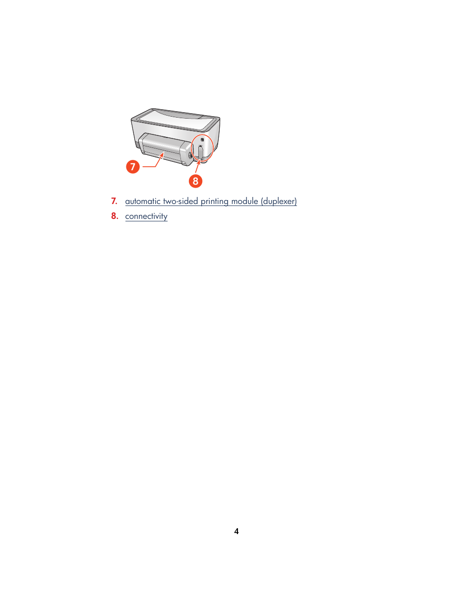 Automatic two-sided printing module (duplexer), Connectivity | HP Color Inkjet cp1160 Printer series User Manual | Page 12 / 213