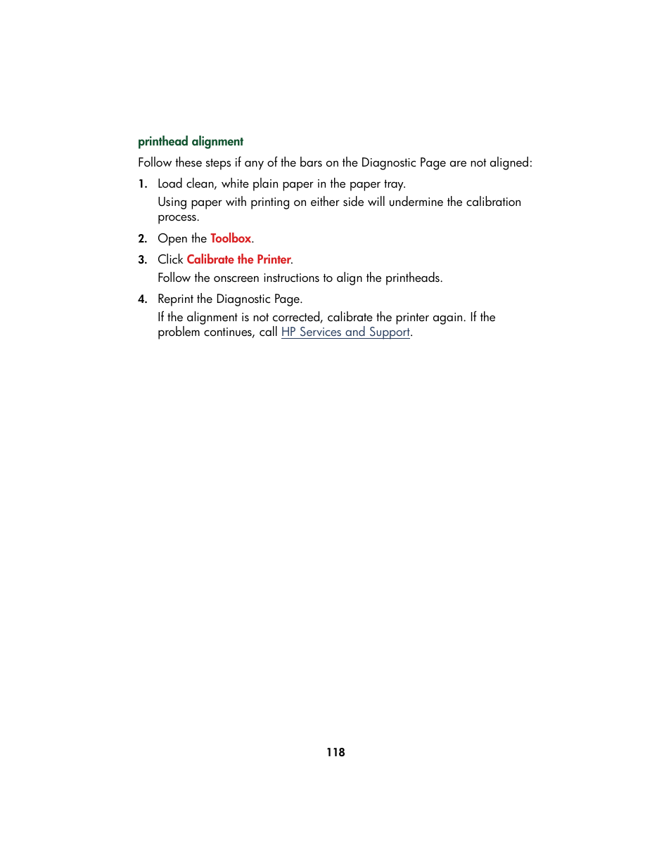 Printhead alignment | HP Color Inkjet cp1160 Printer series User Manual | Page 126 / 213