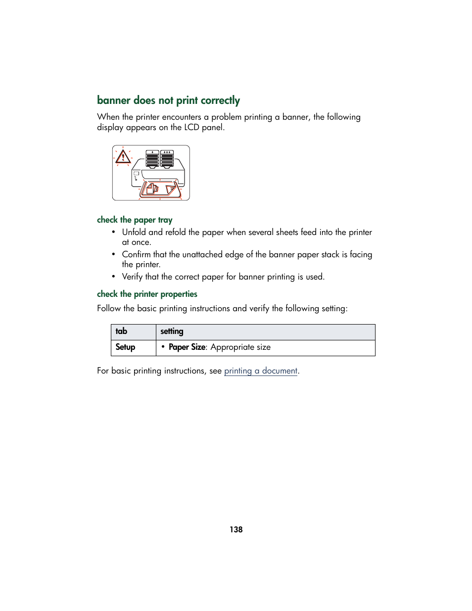 Banner does not print correctly, Banner | HP Color Inkjet cp1160 Printer series User Manual | Page 146 / 213