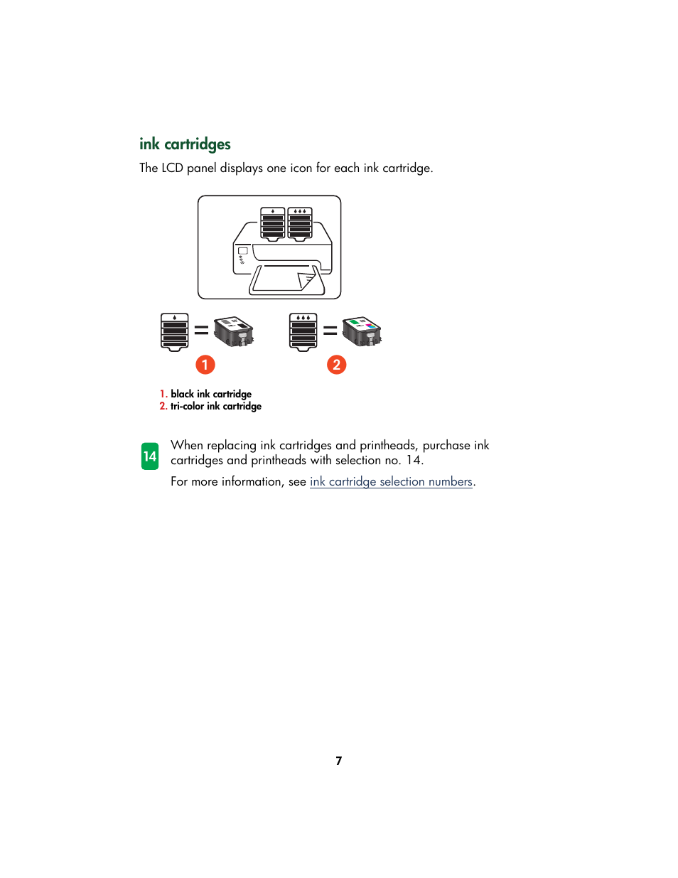 Ink cartridges | HP Color Inkjet cp1160 Printer series User Manual | Page 15 / 213