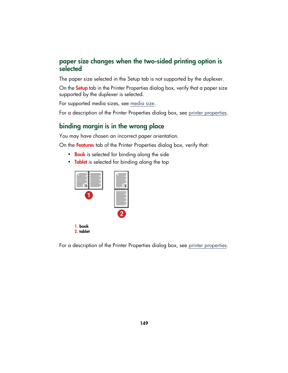 Binding margin is in the wrong place | HP Color Inkjet cp1160 Printer series User Manual | Page 157 / 213