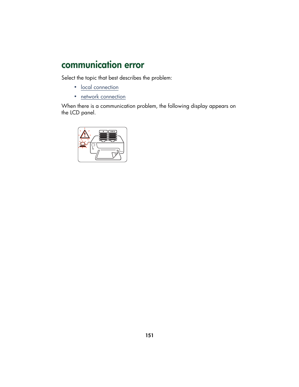 Communication error, Communication | HP Color Inkjet cp1160 Printer series User Manual | Page 159 / 213