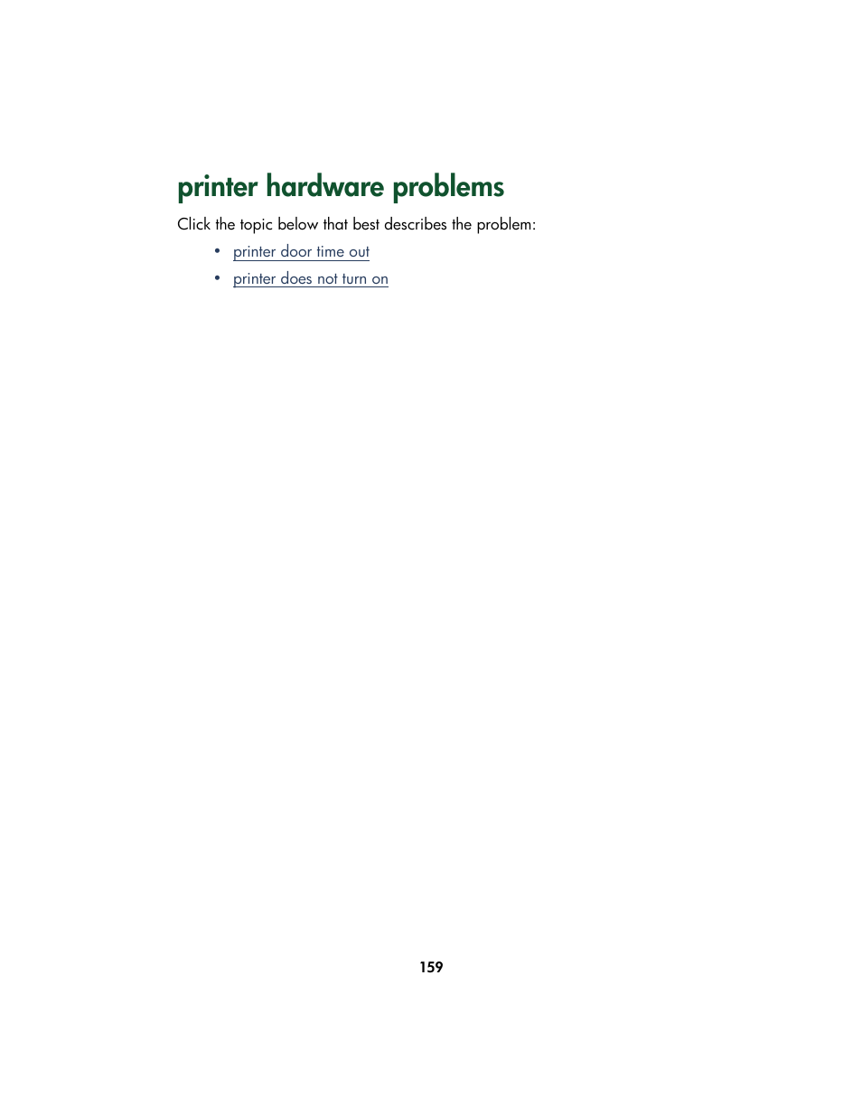 Printer hardware problems | HP Color Inkjet cp1160 Printer series User Manual | Page 167 / 213
