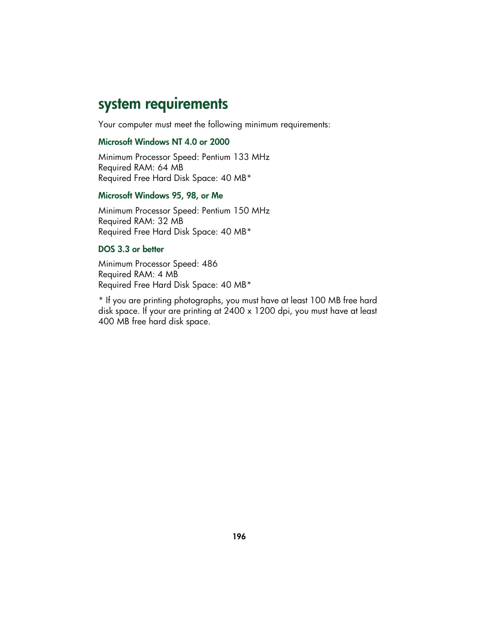 System requirements | HP Color Inkjet cp1160 Printer series User Manual | Page 204 / 213