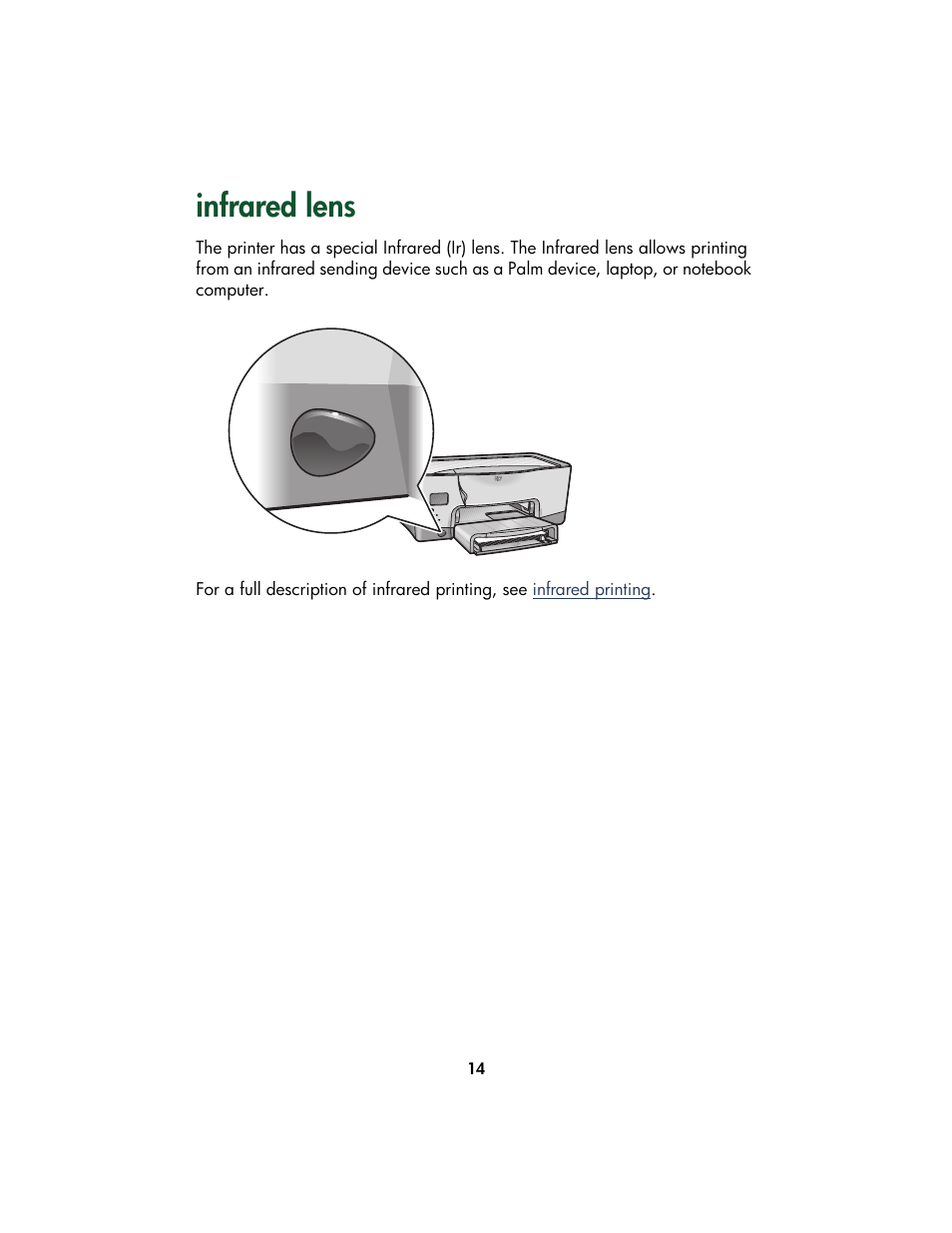 Infrared lens | HP Color Inkjet cp1160 Printer series User Manual | Page 22 / 213