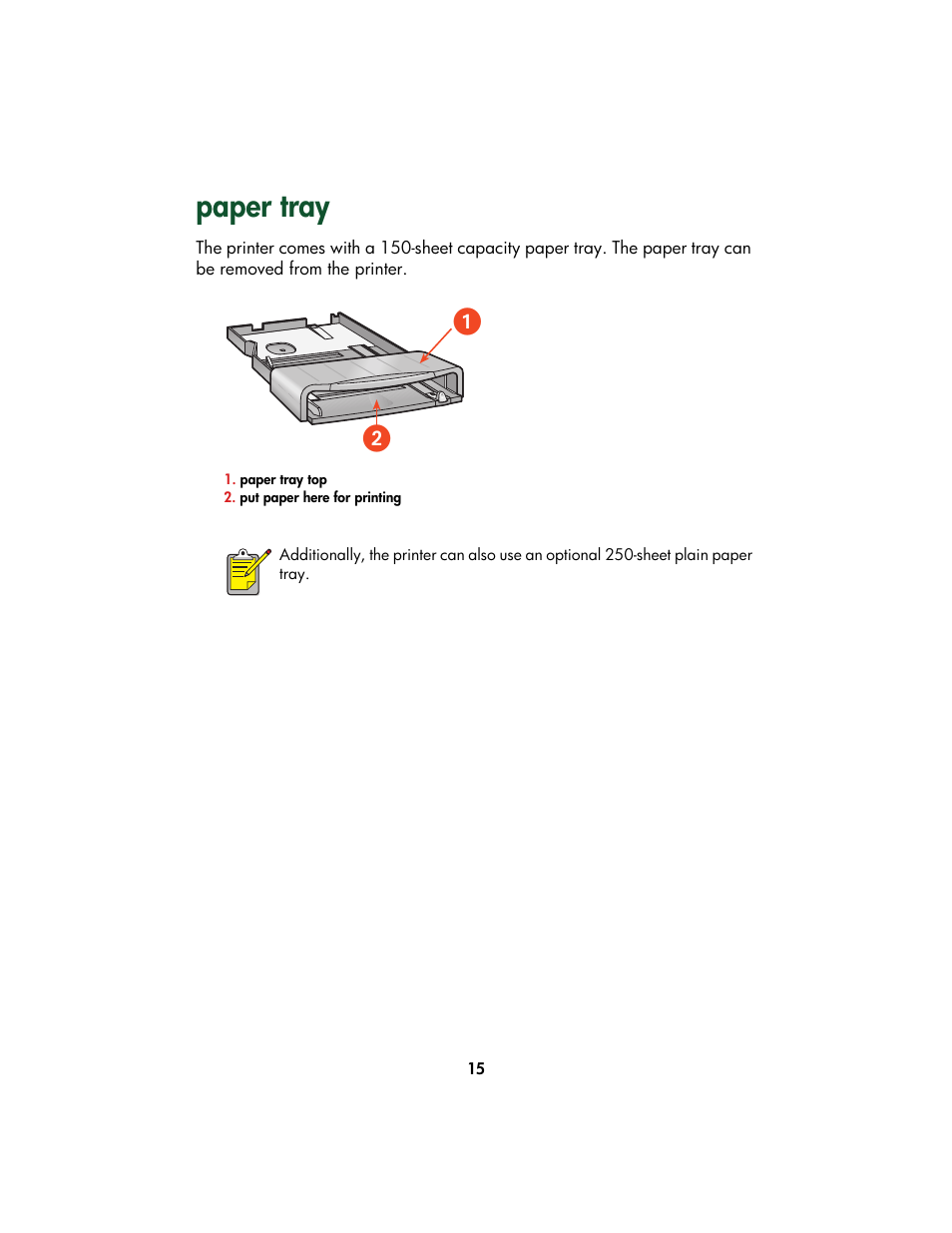 Paper tray | HP Color Inkjet cp1160 Printer series User Manual | Page 23 / 213