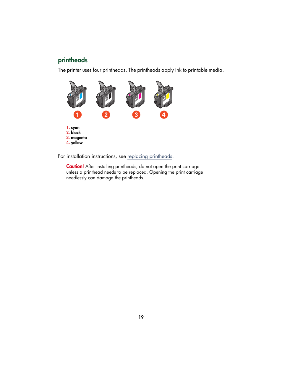 Printheads, ᕡᕣ ᕢ ᕤ | HP Color Inkjet cp1160 Printer series User Manual | Page 27 / 213