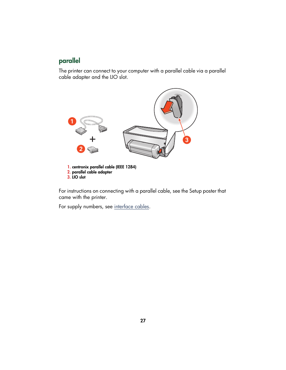 Parallel, ᕡᕣ ᕢ | HP Color Inkjet cp1160 Printer series User Manual | Page 35 / 213