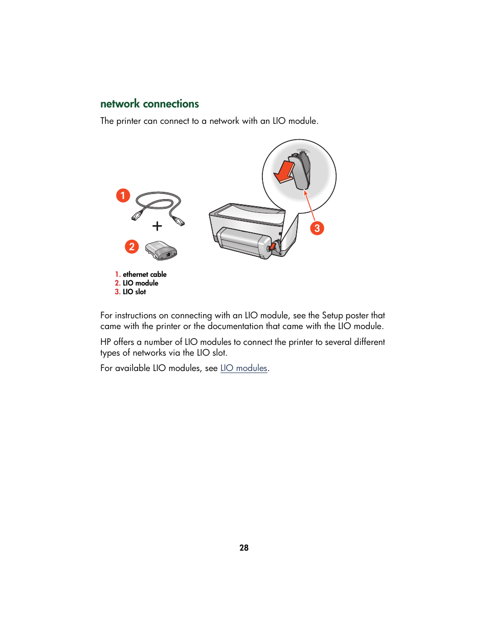 Network connections, ᕡᕣ ᕢ | HP Color Inkjet cp1160 Printer series User Manual | Page 36 / 213